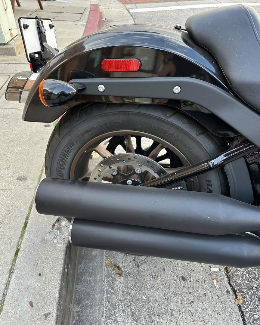 Harley-Davidson rear fender and exhaust after detailing