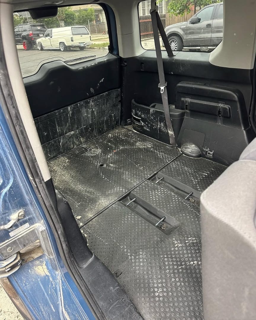 Honda Element rear floor before detailing