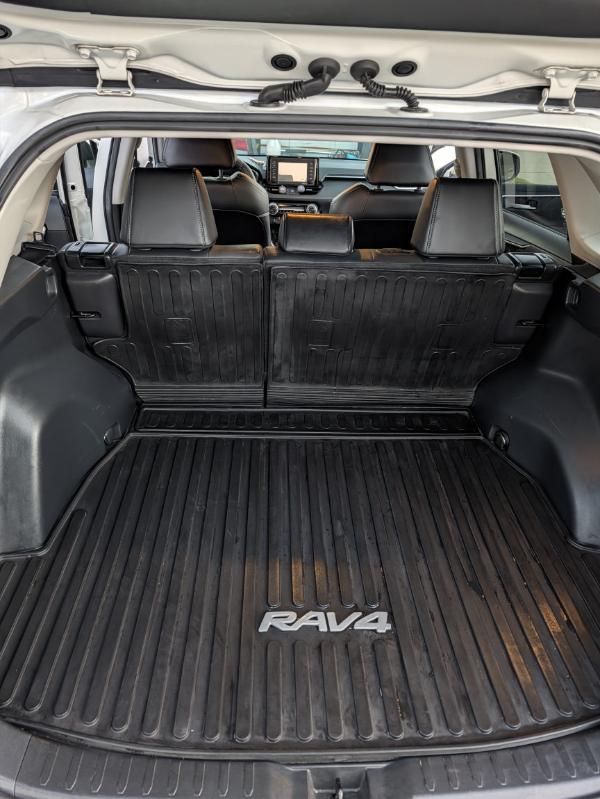White Toyota RAV4 cargo area after detailing