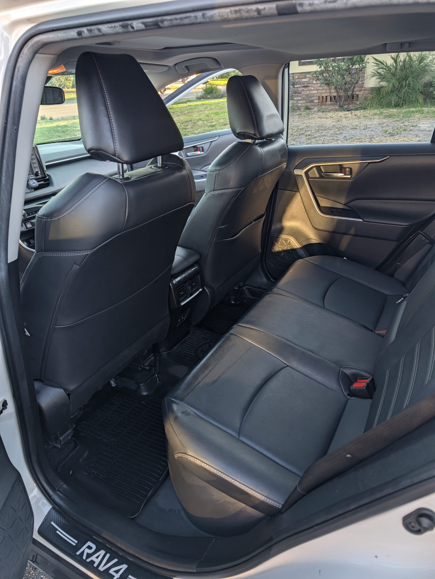 White Toyota RAV4 rear seats after detailing