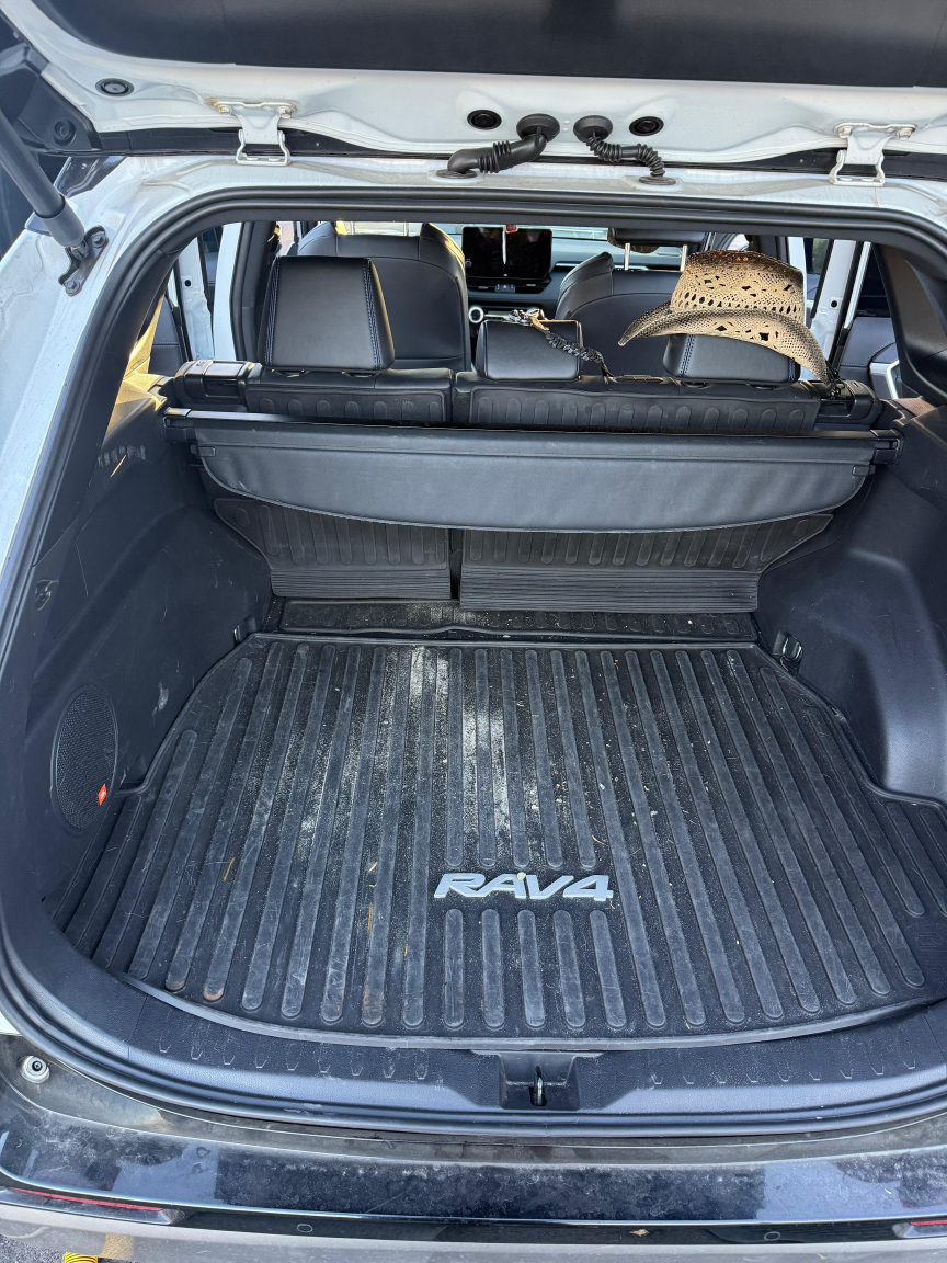 White Toyota RAV4 cargo area before detailing