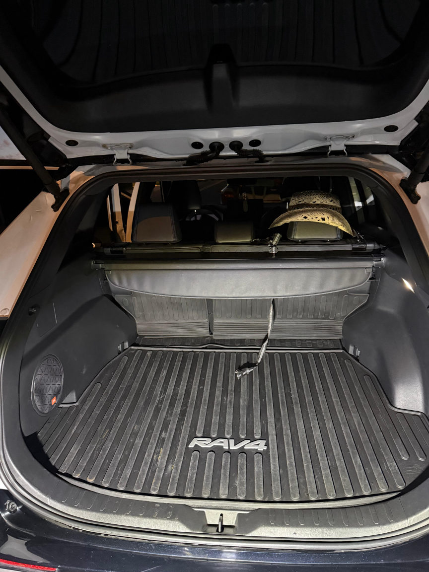 White Toyota RAV4 cargo area after detailing